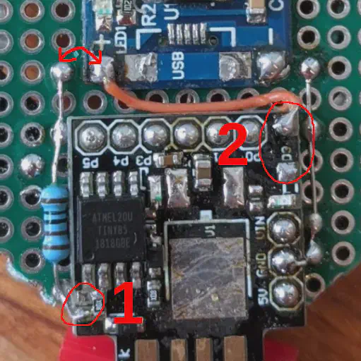 Digispark ATTiny85 board with some modifications