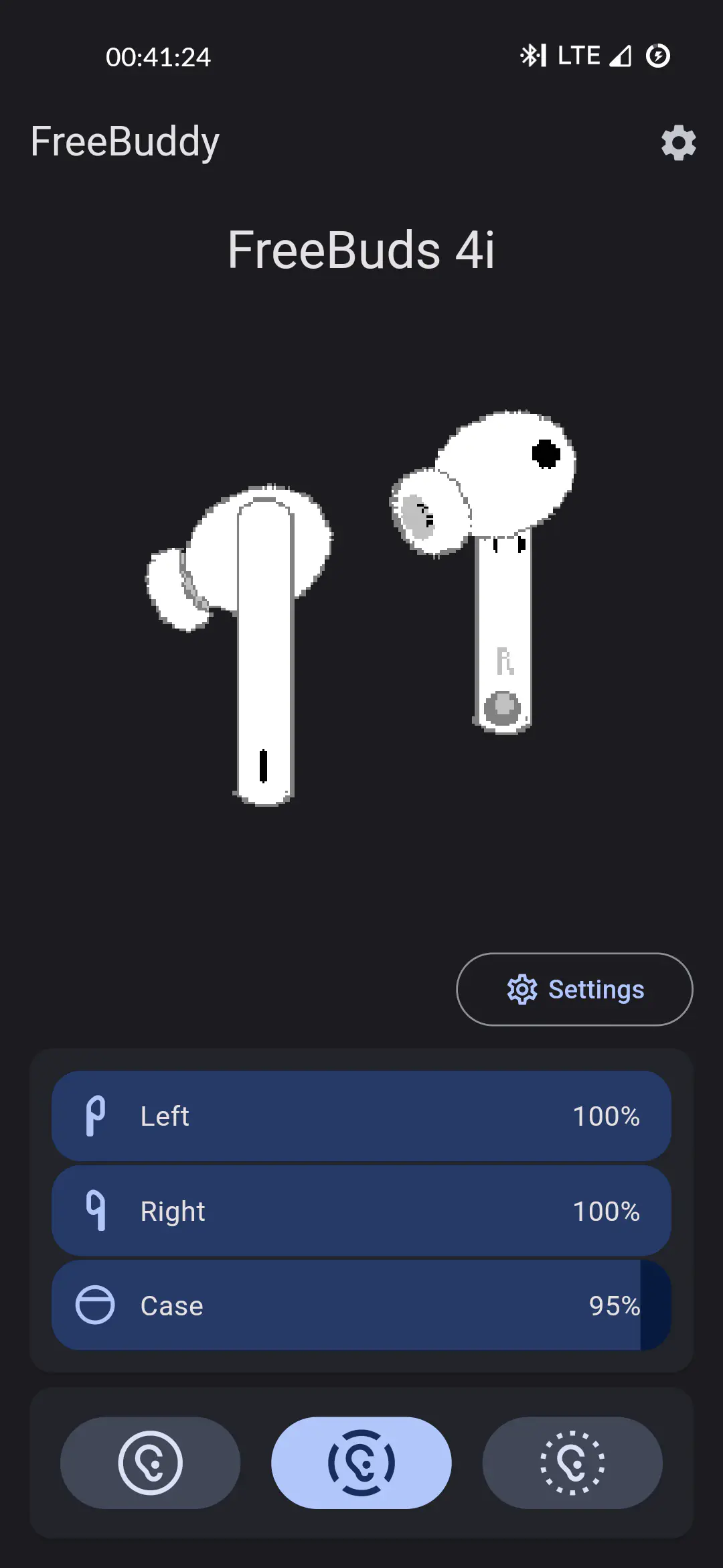 Main FreeBuddy screen - dark theme